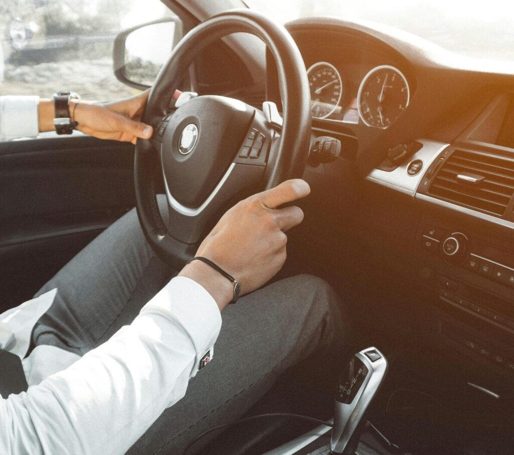Close-up of a luxury car's interior while driving in Marrakech, Morocco.